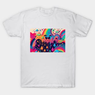 Psychedelic Paint Drip Rainbow Rain Clouds 1.3 T-Shirt